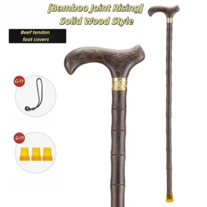 Non-slip lightweight solid wood walking stick